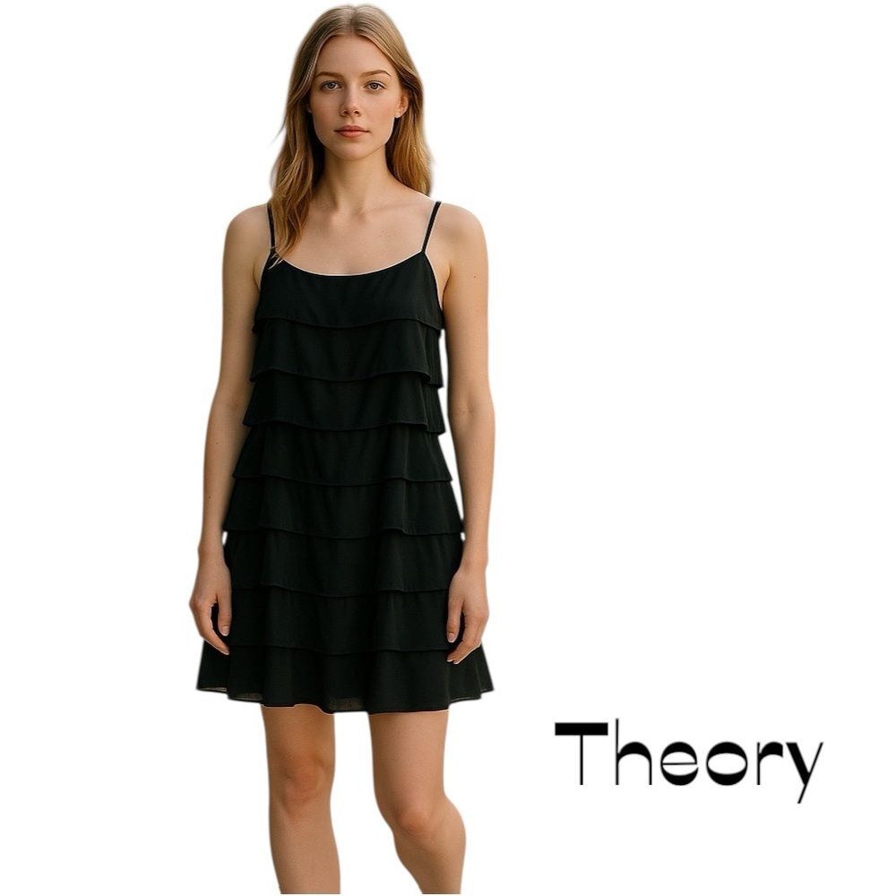Theory Gray Silk Desana Georgette EuroGirl Socialite Mini Dress NWT Size 10
